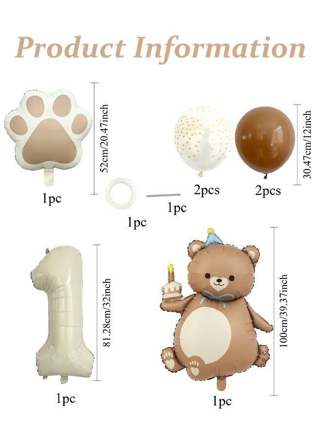 1st Birthday Party Decoration Supplies 32 Inch Matte Brown Color Digital Bear Aluminum Film Balloon Set Cute Aluminum Film Balloon Birthday Party Decorations - Image 2